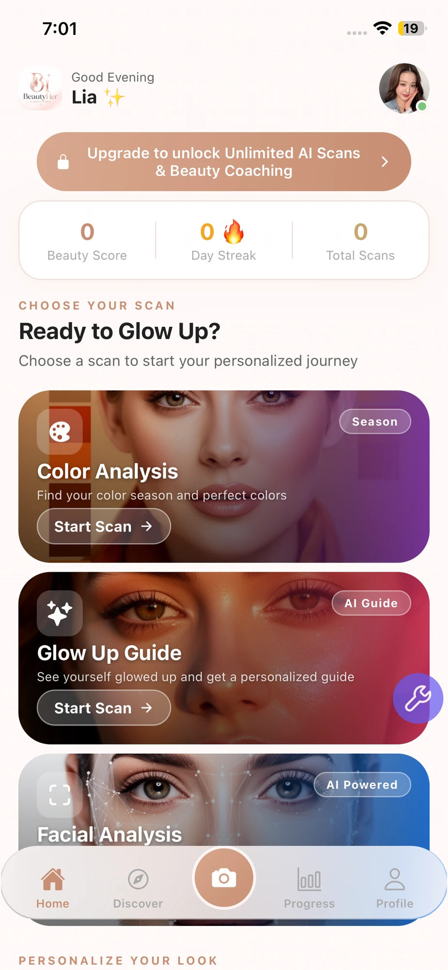BeautyHer home screen